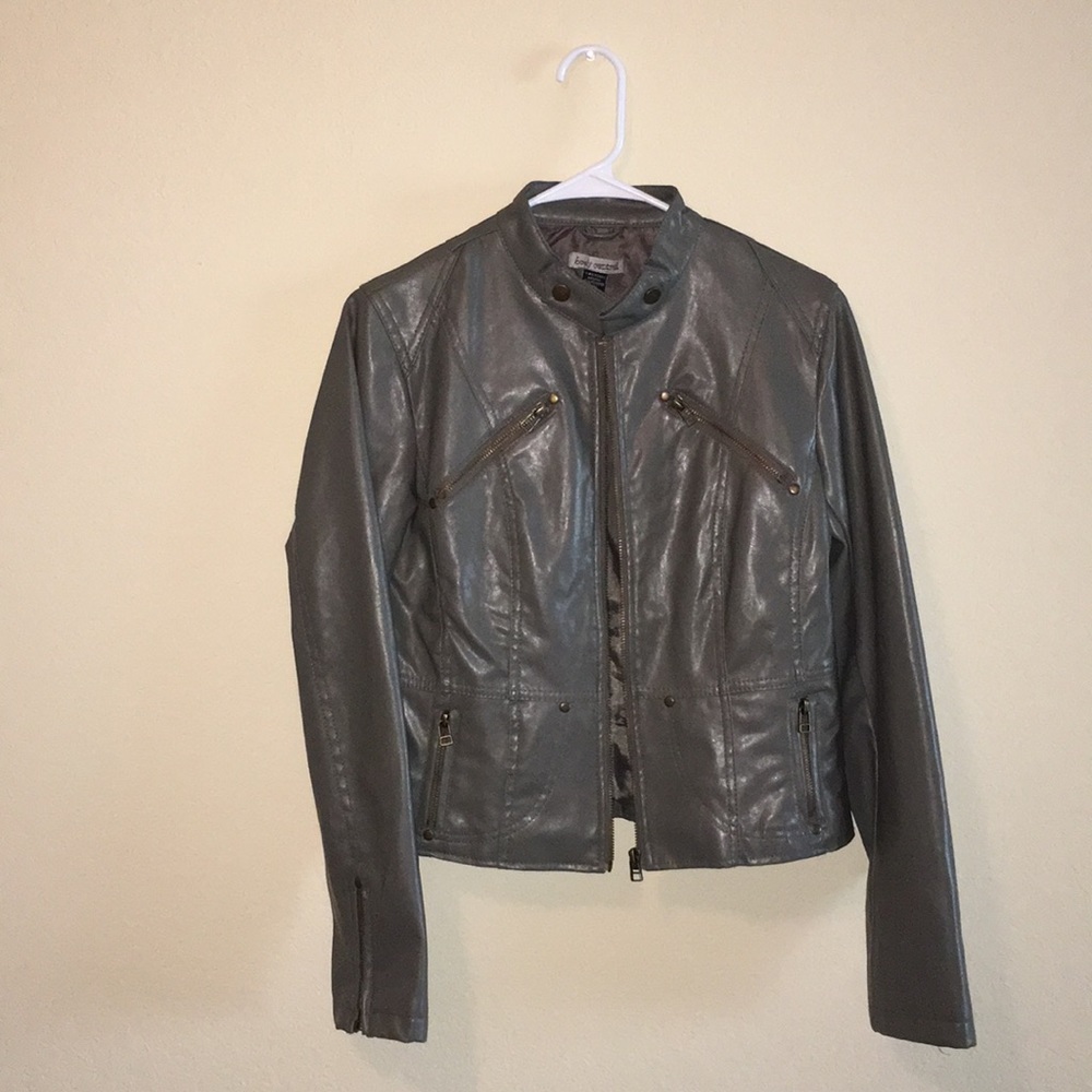 Gray leather jacket
